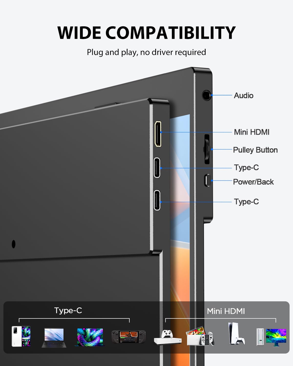 2K 120Hz Portable Gaming Monitor, 15.6''